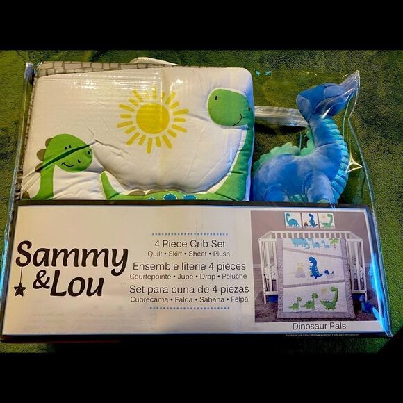 Sammy & Lou Dinosaur Pals 4 Piece Crib Bedding Set. - Picture 1 of 4